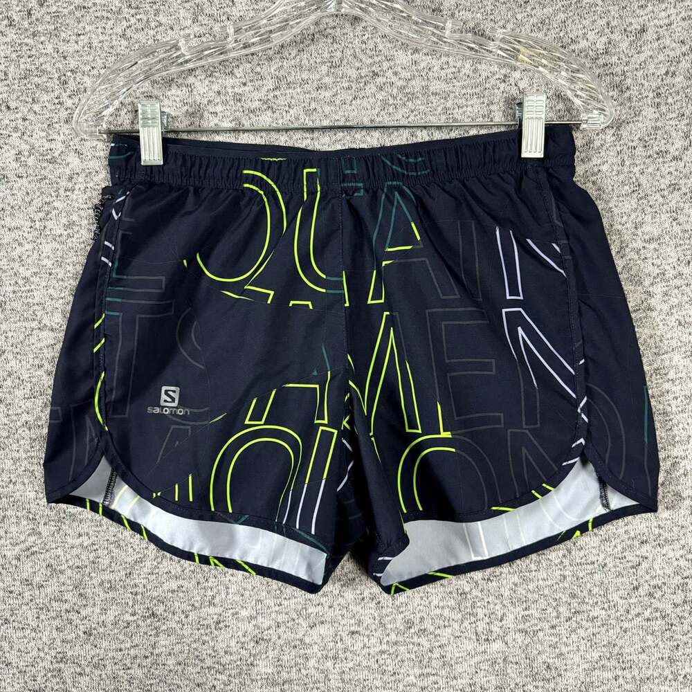 Salomon Women's Size Small Blue Printed Lined Activewear Shorts